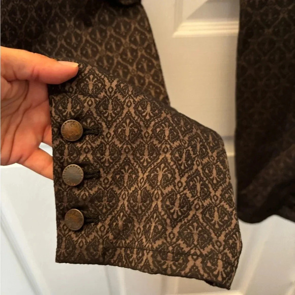 Peruvian Connection Ryder Pants Womens Size 8 Brown Black Skinny Leg Button Hem - Picture 4 of 6